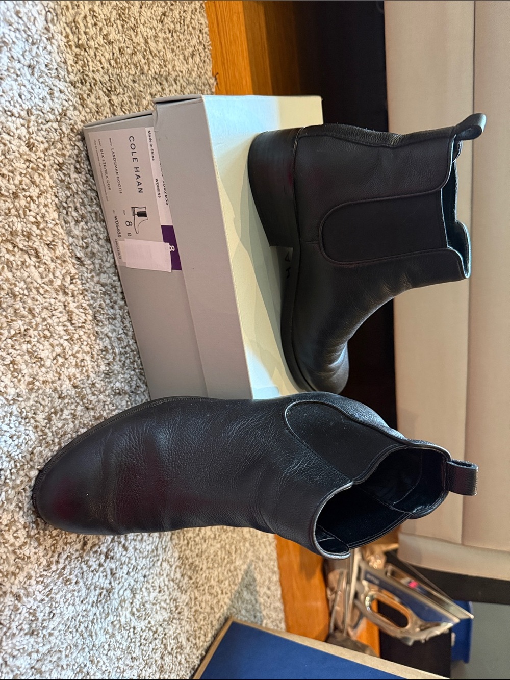 Cole Haan Black Leather Chelsea Boots 8 - Picture 6 of 6